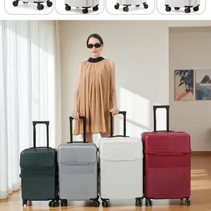20-26in Front-Opening Luggage | USB Charger & Cup Holder Built-In | Anti-Scratch PC Hard Shell | Portable Practical for Business & Leisure Travel8028