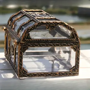Transparent Pirate Treasure Chest Plastic Jewelry Box, Jewelry Holder Organizer, Multi-Functional Storage Container, Candy Organizer, Decorative Scene Display, Home Jewelry Organizer, Clear Storage Box, Collectors Box