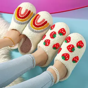 Womens Mens Love Heart Slippers Retro Memory Foam Cute Cartoon Plush Fluffy Warm Fur Lined slippers Indoor House Home Winter Valentine's Day Shoes for Lover