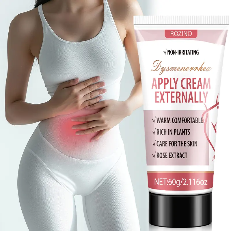 Rozino Menstrual Relief Cream 60g, Pain Reliever, Warm Comfort Plant Repair Rose Essence, Gentle Care for Period Discomfort, Non-Irritating Formula, Menstrual Cramps