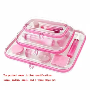 Storage Bag Transparent Organizer Home Zipper Hard Case Toy Plastic Pet Container, 1pc/3pcs Set, Durable & Versatile, Makeup Cosmetic Organizer, Clear Cosmetic Bag, Cosmetic Pouch