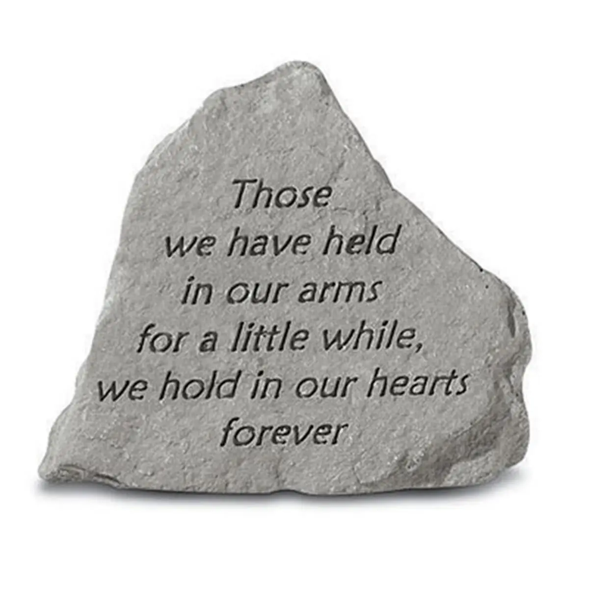 Kay Berry Inc. Engraved Cast Stone Memorial Garden Statue-Sculpture with Engraving "Those We Have Held In Our Arms", 5.5in x 3.75in, Corner Design, Built-In Hangar