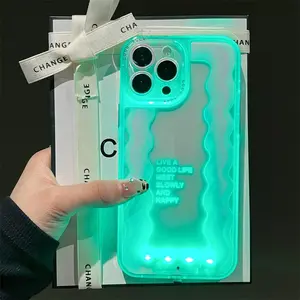 Creative Wave Pattern Phone Case, Glowing Lights Protective Cover, Mobile Accessories, Casing, Compatible with iPhone 16 15 14 13 12 11 Pro Max & More