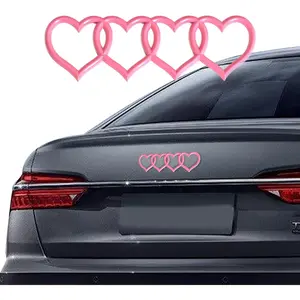 Love Heart Logo Rear Trunk Emblem, 3D Badge Decal Sticker, Car Accessories Exterior Decoration, Car Replacement 3D Sticker Fit for Audi A3 A4 A5 A6 A8 TT R8 Q3 Q5 Q7 (Pink)