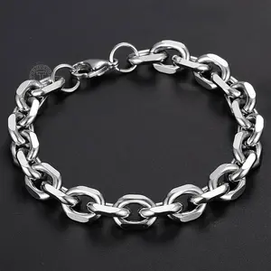 10mm Rolo Cable Mens Chain Stainless Steel Bracelet for Men Women Fashion Jewelry Gifts
