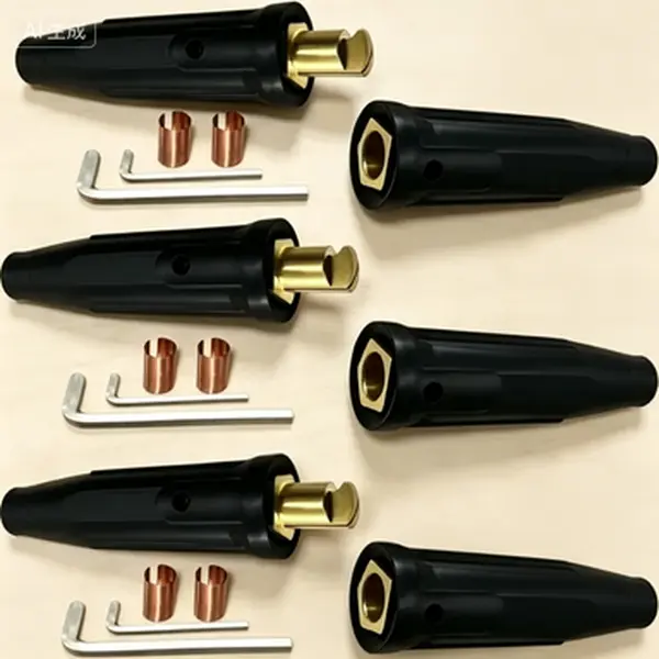 Heavy Duty Welding Connectors Set of 3, Male and Female Quick Disconnect, 1/0 and 2/0 Cable Size, 350 Amp Max Current Rating, Industrial Grade for Welding Machine Accessories