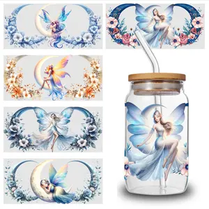 5 Sheets Fairy Moon UV DTF Stickers Cups Decoration Waterproof Decals UV DTF Stickers for 16 oz Tumbler Glass DTF Transfer Stickers