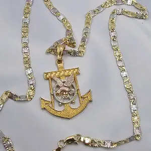 Anchor with Eagle necklace fashion style three colors  Gold-plated