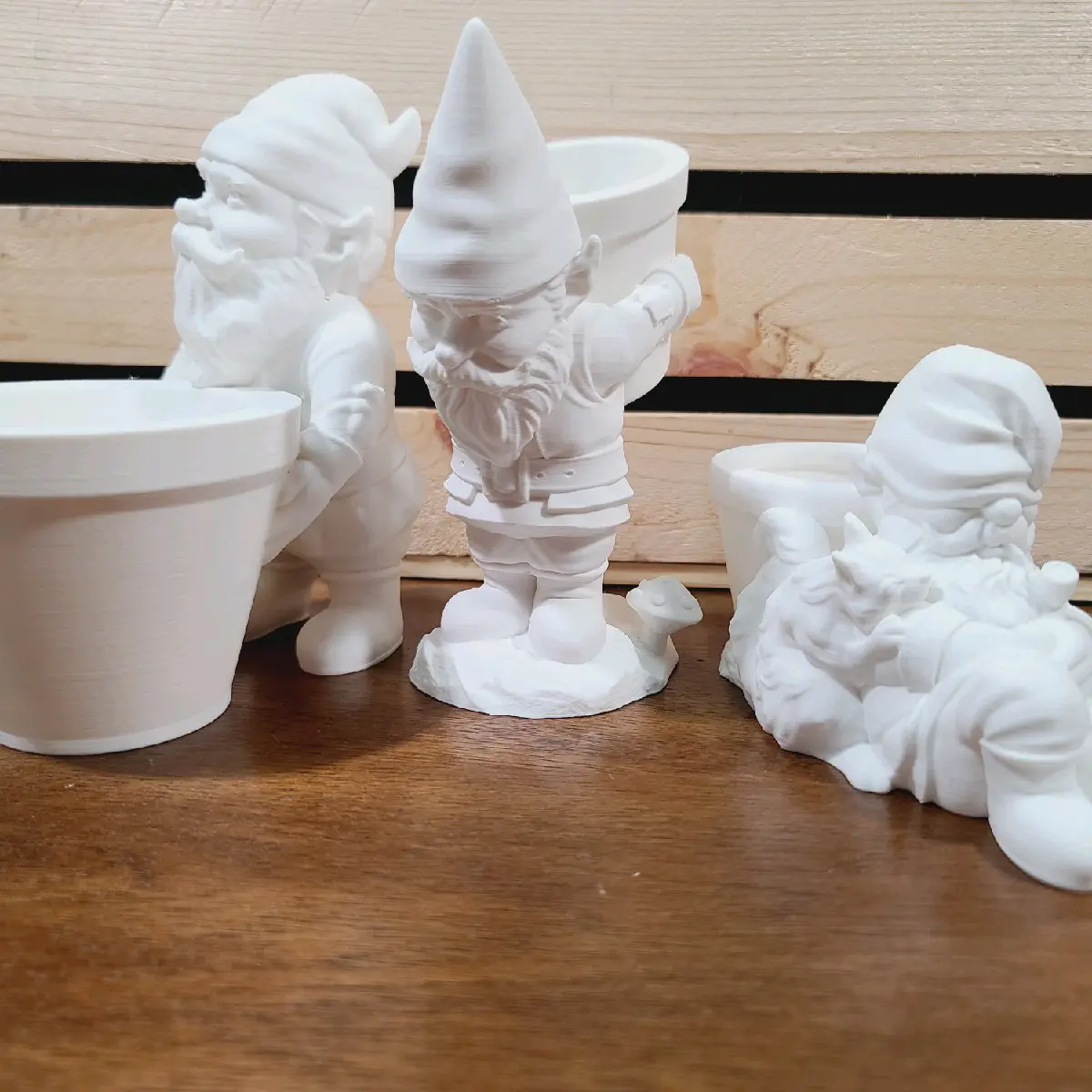 U-PAINT Gnome Planters with Mushroom, Squirrels, Acorns and Drain holes!