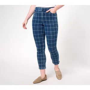 Isaac Mizrahi Live! Regular Knit Denim Pull on Crop Slim Jeans