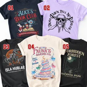 Classic Theme Park Movie Princess & Mouse Vacation Graphic Tees  Reading & Book Club Tee