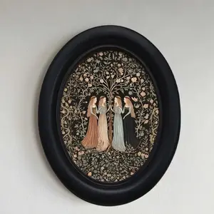 Wooden Photo Frame with Life Tree Design, 4.16x5.25 Inches, Hand-Printed, Perfect for Home and Office Wall Decor, Christmas, Halloween, Hanukkah