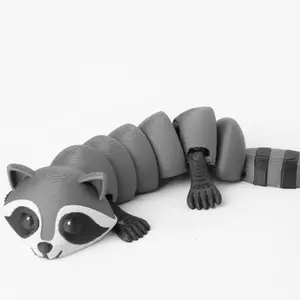 3D Printed Articulated Playful Raccoon Fidget Toy, Flexi Raccoon Desk Pet, Cute Animal Sensory Toy, Woodland Creature Gift