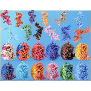 Random Color 12PCS 3D Printed Dragon with Surprise Egg – Mystery Crystal Dragon Fidget Toys – Easter Dinosaur Eggs Home Desk Decor for Girls Kids Boys