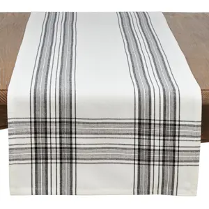 Saro Lifestyle  16 x 108 in. Plaid Pattern Cotton Table Runner, Black