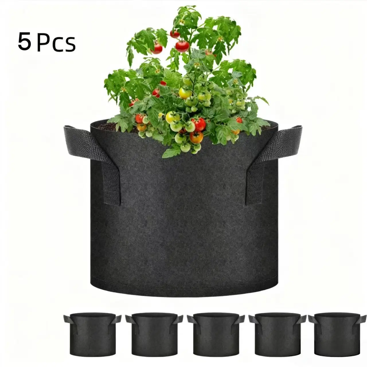 5 Pack 5 Gallon Fabric Planting Bags, Thick Non-Woven Fabric Plant Pots  with Handles, Portable Seedling Growth Pots for Vegetables, Reusable  Planting Bag - TikTok Shop