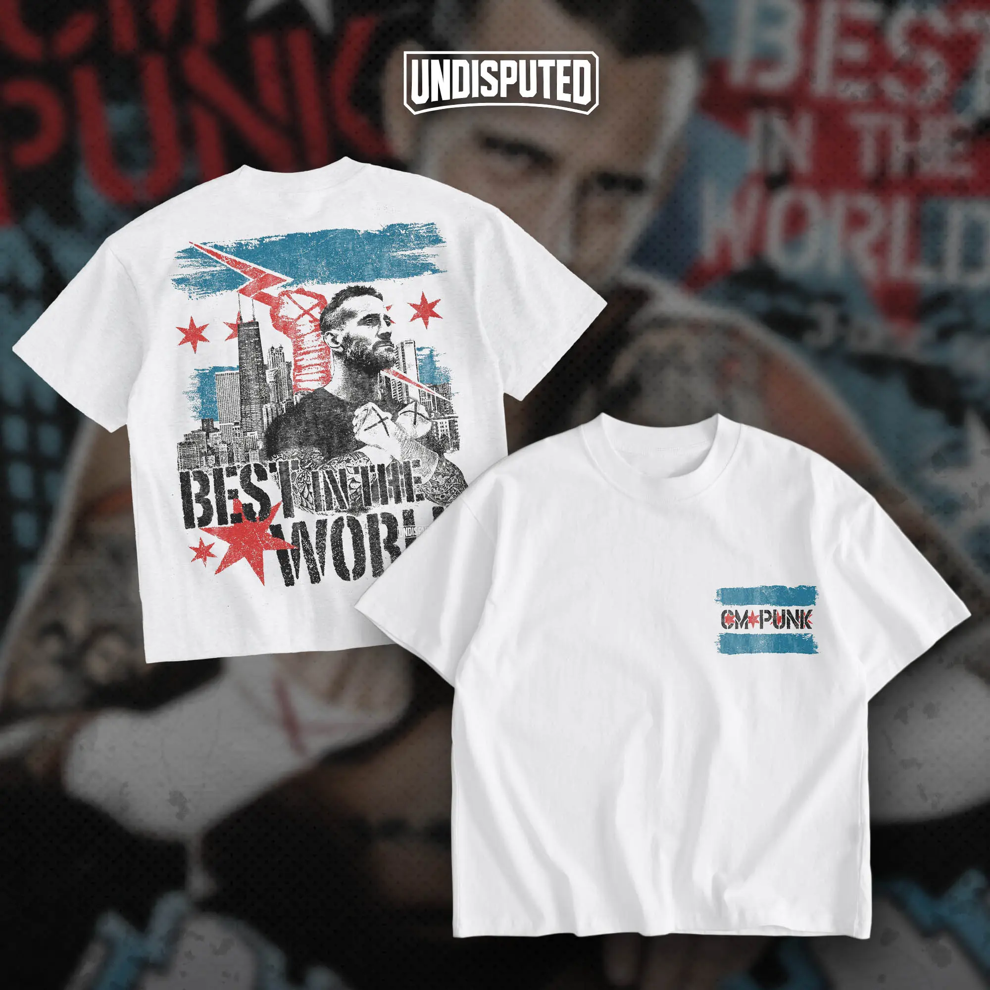 UNDISPUTED CM Punk Best In The World Unisex Heavy Cotton T-shirt WWE Wrestle Shirt BITW Fan Apparel Menswear Womenswear Direct-to-garment Breathable Printing