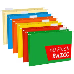 Reinforced Hanging File Folders, 60 Pack Letter Size Hanging Folders, Designed for Bulky Files, Fit for Filing Cabinet, with Adjustable Tabs, Assorted Colors