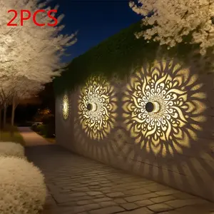 Solar Fence Light Ip65 Outdoor Wall Lamp with Hollow Design, Garden Patio Stairs Lighting, Outdoor Pathway Light, Decorative Solar Lights, Durable Metal Structure, Outdoor Lighting Modern, Outdoor Landscape Lighting