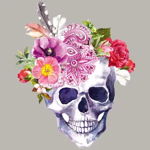 Personalized Skull DTF Heat Transfer Print, European and American Style, Powder Coated High Elastic Washable Apparel Print