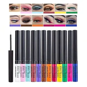 Matte Liquid Eyeliner Set,12 Colours Coloured Eyeliners, Highly Pigmented Smudge-Proof Colourful Eye Liners Long Lasting Waterproof Liquid Eyeliner Pen Face Lips Art Makeup
