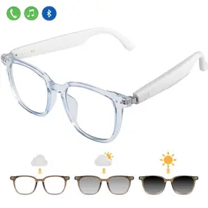 Smart Bluetooth Glasses with Auto-Tinting Polarized Lenses, Built-in Speakers & Mic, Blue Light Blocking Wearable Sun Multifunctional Audio Sunglasses