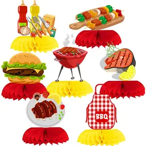 7 count BBQ  Shower Centerpieces BBQ Tables Decorations BBQ Theme Honeycomb Centerpieces for  Q Birthday Party Summer BBQ Picnic Party Decorations Supplies