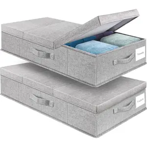 High quality  Underbed Storage Containers Bin with Lids, Large Under Bed Storage Organizer Box with Handle, Foldable Under the Storage Bags for Organizing Clothes, Shoes, Blankets, Pillows