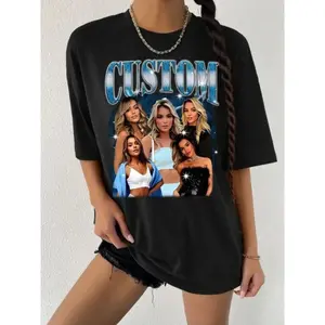 Custom Photo Bootleg Shirt With Face Girlfriend Vintage Rap Tee, Custom Bootleg Rap Tee, Custom Photo Custom Photo Shirt, CUSTOM Bootleg, HL143 In Utero Graphic Cotton Say You Swear Eat Sleep Goon Repeat T-Shirt Print Anime Casual Short Sleeve