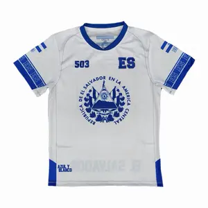 El Salvador Jersey White Color with Blue Accents and 503 ES Logo for Sports Fans