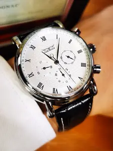 1pc Fashion Pilot Automatic Mechanical Watch for Men Multifunctional Date Display Top Brand Leather Strap Sports Business Mens Watches Casual Wristwatches Gifts