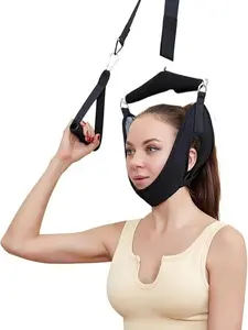 Adjustable Cervical Neck Traction Device Portable Cervical Stretcher Hammock for Neck Pain Relief Home Over Door Neck Stress Relief Relaxation Brace Harness Spine Decompression Device