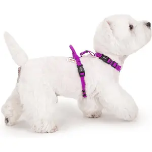 No Pull Dog Harness Neck Buckle Design Lightweight Easy Walk Freedom Harness Keep Balance Easy Use for Small Dogs Chest(17-23inches) Purple