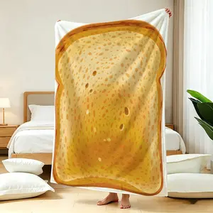 Funny Bread Slice Blanket, Realistic Toast Print Flannel, Warm Soft, Bedroom, Sofa, Office, Car, Outdoor, Travel, Home Decor, Gift