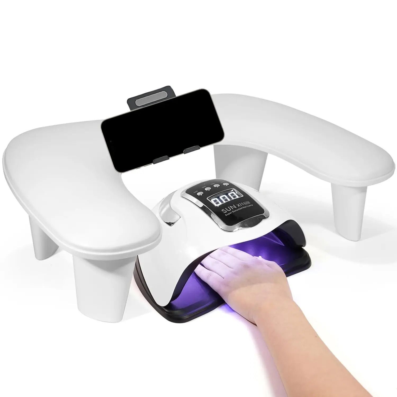 Nail Art Hand Pillow with Phone Stand, Ergonomic Butterfly Design, PU Leather Multi-Functional Nail Salon Accessory, Comfortable Soft Support Cushion, Nail Care Tool, Nail Art Tools, Manicure Accessories