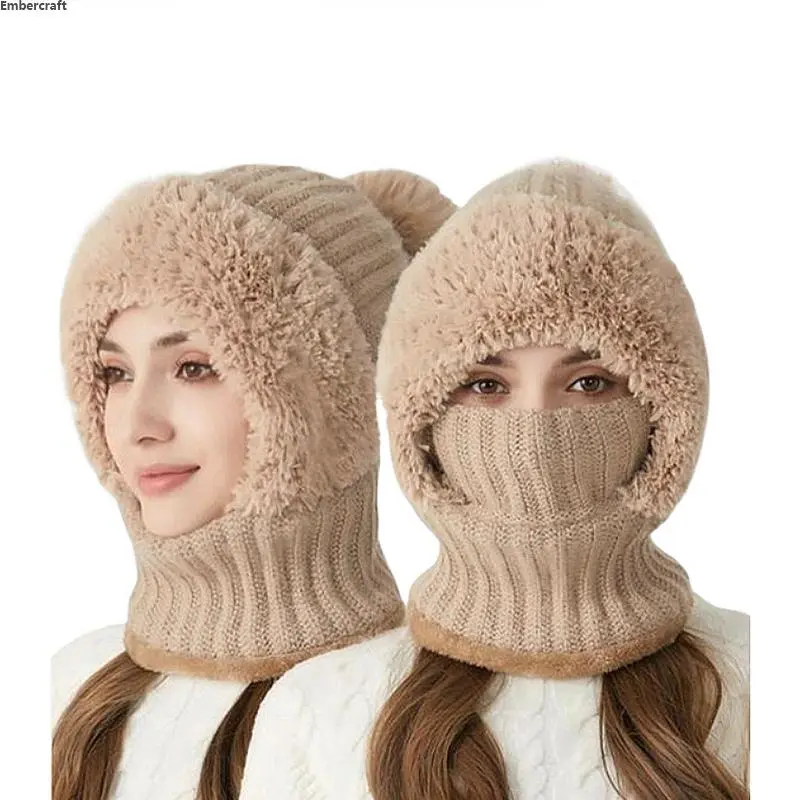 Women's Thick Thermal Knit Pom Pom Beanie - 1-Size Bonnet Style Pink Hat, Heart-Design Western Keep Warm Cap, Fashion Accessory for Daily Wear, Outdoor Activities, Pink Beanie Hats, Bonnet Style Hats