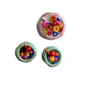 Fruit Loop Cereal Theme Magnet - Colorful Design Featuring Rings and Berries in Pink Green and Yellow Baskets
