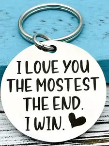 "i Love You the Mostest" Engraved Stainless Steel Keychain, Funny Couple Love Gift, Casual Style, No Choking Hazard Warning, Perfect for Couples, Heart Design Keychain
