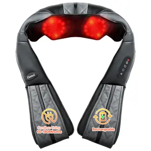 Cordless Shiatsu Neck Back Massager with Heat - Rechargeable Deep Kneading 20 Nodes for Muscle Pain Relief, Portable for Office Workers Fitness Lovers Home Car Travel - Full Body Massage Wrap for Shoulders Legs