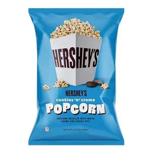 Hershey's Cookies N Crème, 5.25oz Grocery Sized Bag, Popcorn drizzled in white creme and cookie bits, Ready to Eat, Savory Snack, Sweet and Salty Snacks