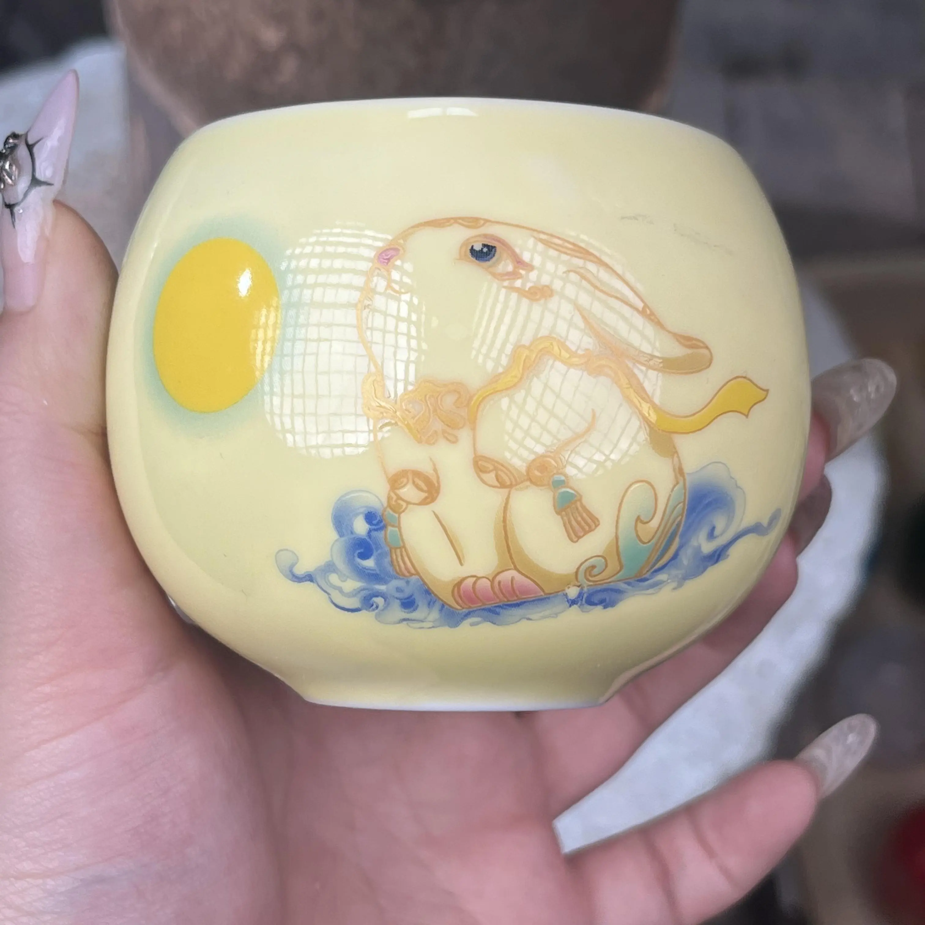 Pure Handcrafted The Jade Rabbit Gazing at the Moon Tea Cup-148