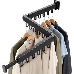 Wall Mounted Clothes Drying Rack,-Saving Foldable Clothes Drying Rack, Wall Clothes Hanger with 18 for Indoor & Use in Laundry Room, & Balcony