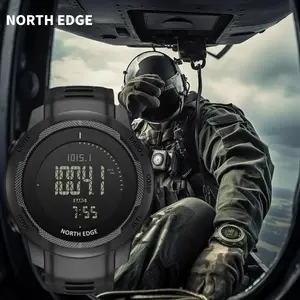NORTH EDGE VERTICO Men's waterproof Digital Watch Carbon Fiber Case Sports Running Swimming 50M  Altimeter Barometer Compass Field Watch For Man Military Men's Watch reloj hombre