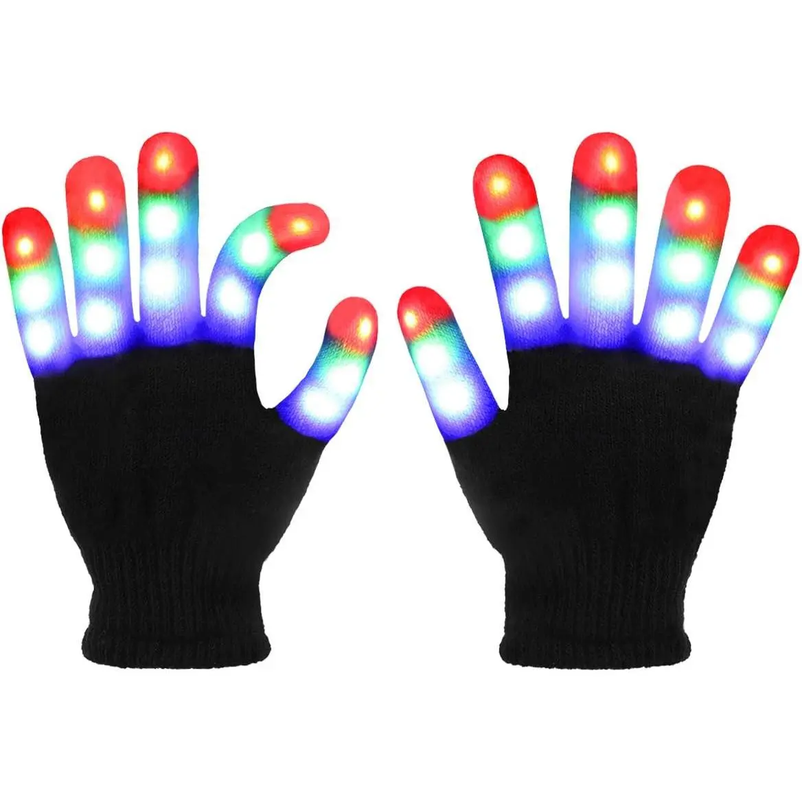 Light Up Gloves LED Gloves Rave Cool Toys Gifts for  Teens Boys Girls Christmas Stocking Stuffers Party Favors (Ages 4-9, Black)