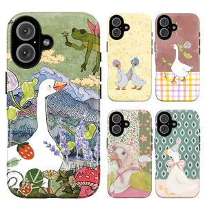 Cute Fairycore Frog & Goose Phone Case, Whimsical Vintage Fairy Frog & Mushroom Garden Phone Cover for iPhone 17 15 14 13 12 11 Pro Max & SS Galaxy S25 S24 S23 S22 Plus Ultra, Cottagecore Silly Goose Tough Case - Cute Gift for her/girly/Cat Lovers, Access