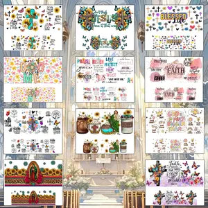22pcs UV DTF Wraps Religious Inspirational Bible Phrases Stickers Mini Tumbler Cup Keychains Accessories DIY Gift Cup Sticker Gift