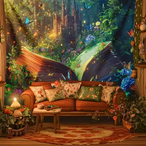 RichIdeas Magic Tapestries Book Tapestry Butterfly Tapestry Castle Tapestries for Bedroom Living Room Decor 60x44 Inches RITADJ1278