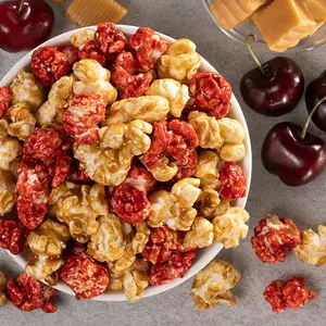 Bri Marie Gourmet Popcorn Cherry & Caramel Sweet Tangy Blend Ripe Cherries Rich Caramel Flavor Snack Food Popcorn Seasoning Variety Pack with Bags extreme sour fruit chew honey  popcorn popcorn🍿
