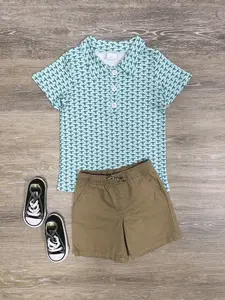 SYDNEY SO SWEET Blue Duck Print Boys Polo Shirt for Back to School & Every Day Cotton Blend Soft Breathable Fabric Classic Collar Button Detail Boutique Style Top