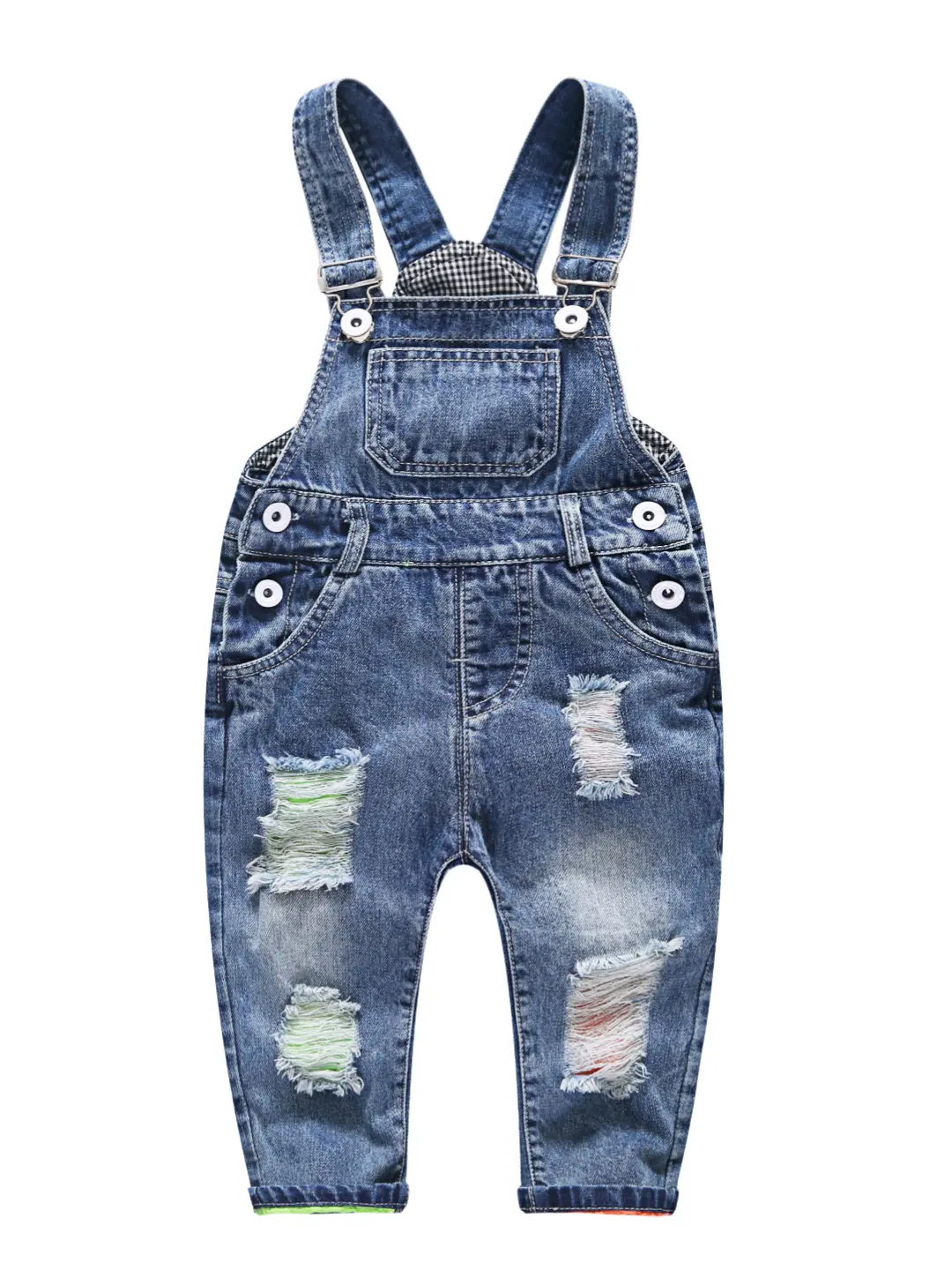 Kidscool Space Toddler Ripped Denim Overalls Soft Distressed Jean Bib Pants for Boys Girls 6M-5T